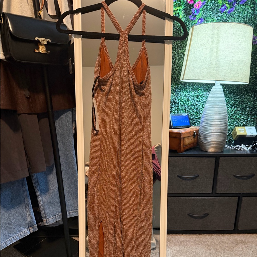 Timing Sleeveless Rust-Brown Knit Maxi Dress - Picture 2 of 6
